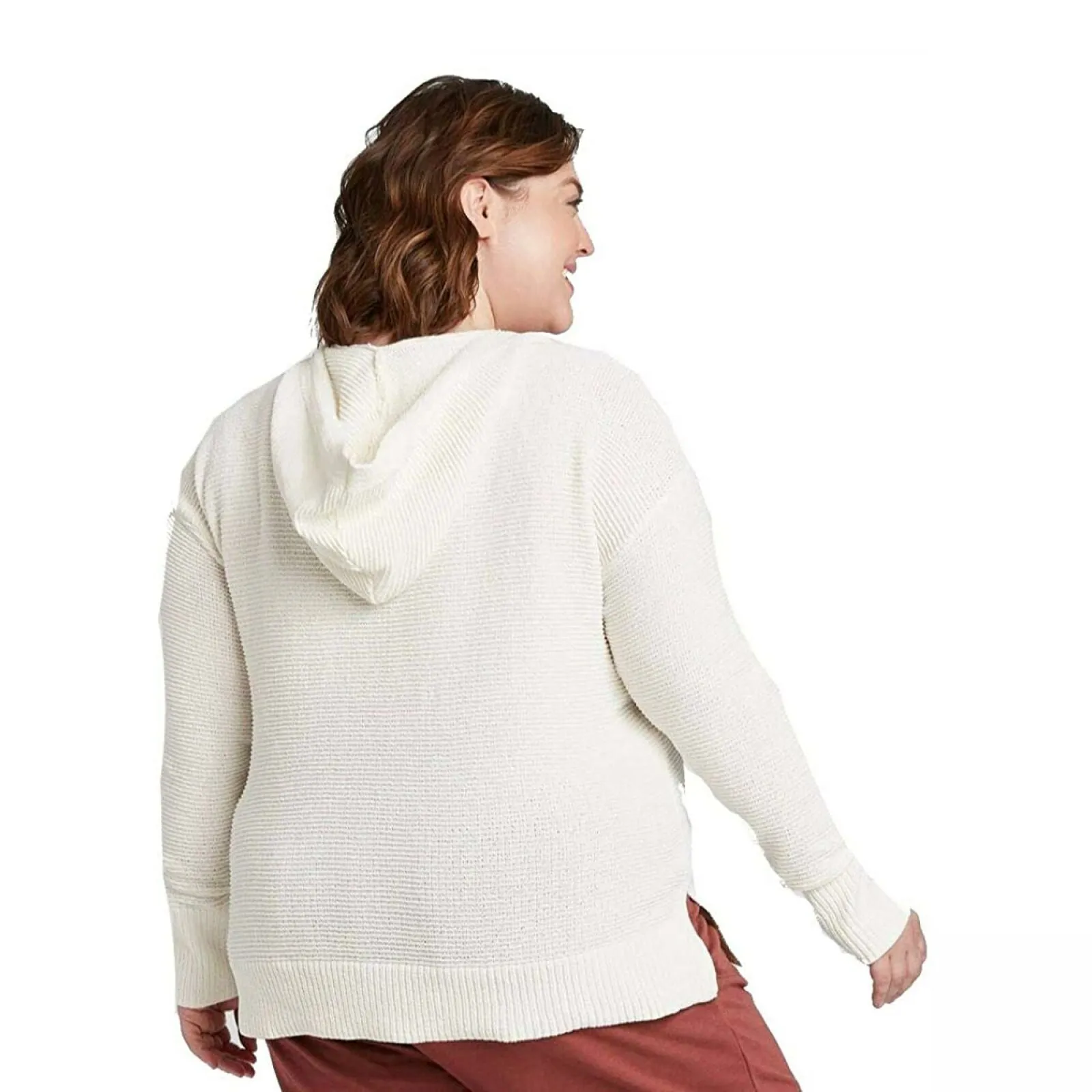 Ava & Viv Women's Plus Size V-Neck Chenille Hoodie Sweater