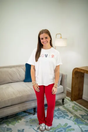 Avery Flare Leggings in Red