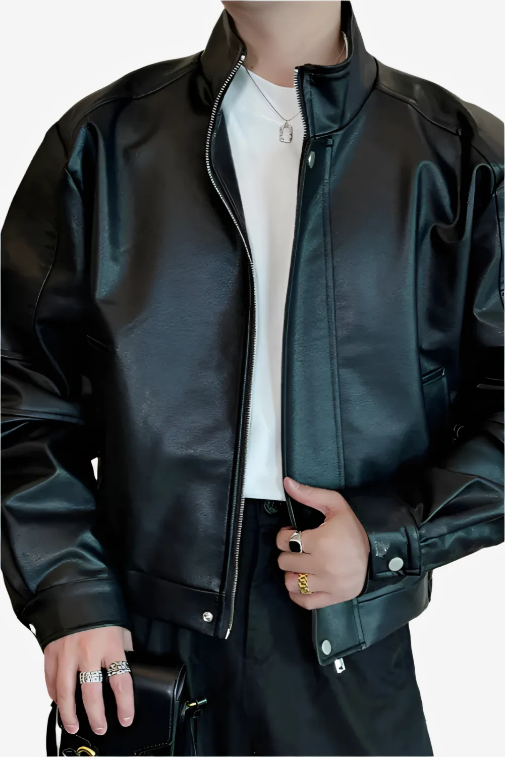 Axiom Stand Collar Leather Jacket