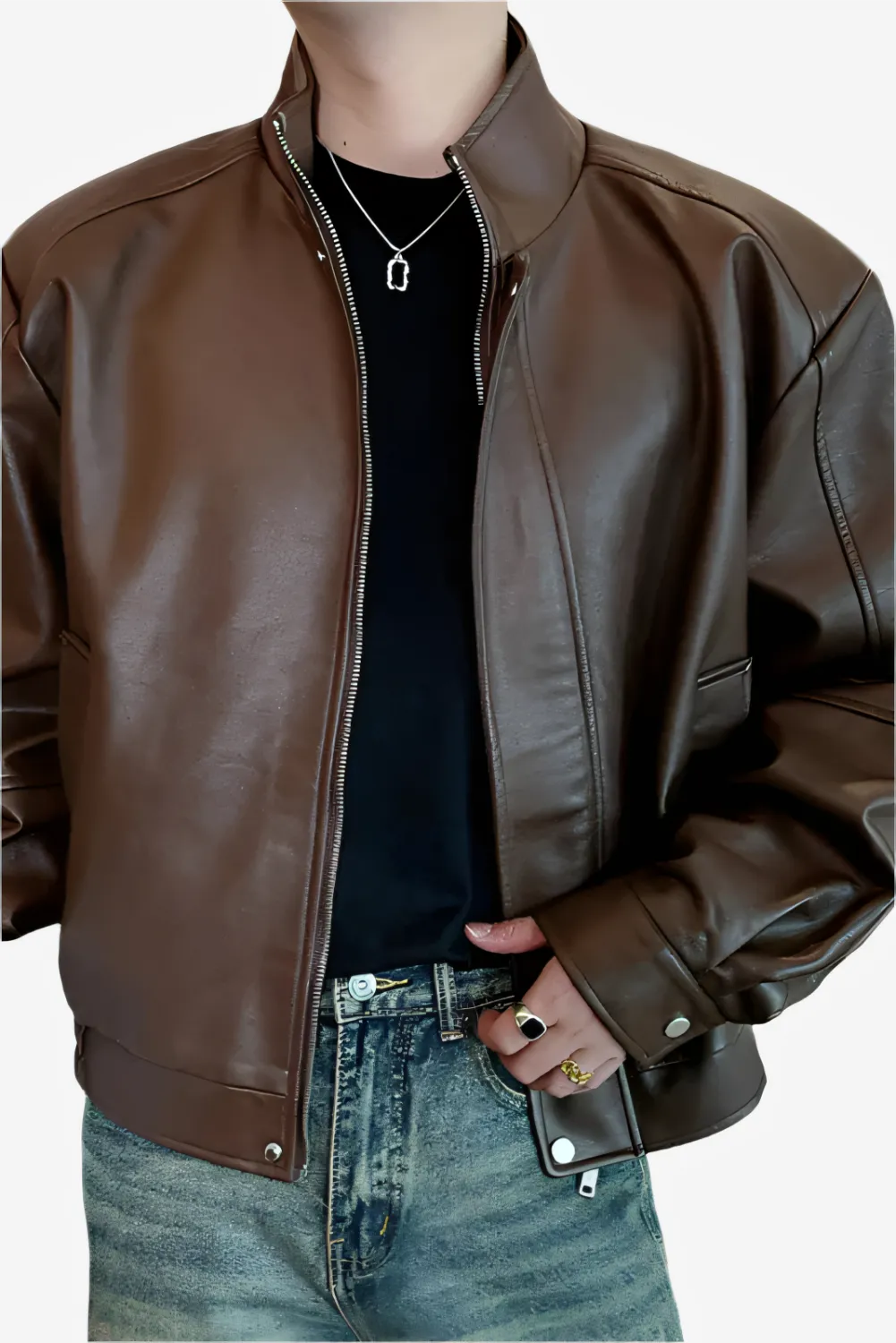 Axiom Stand Collar Leather Jacket