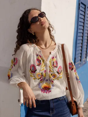 BARBERINE long-sleeved embroidered blouse