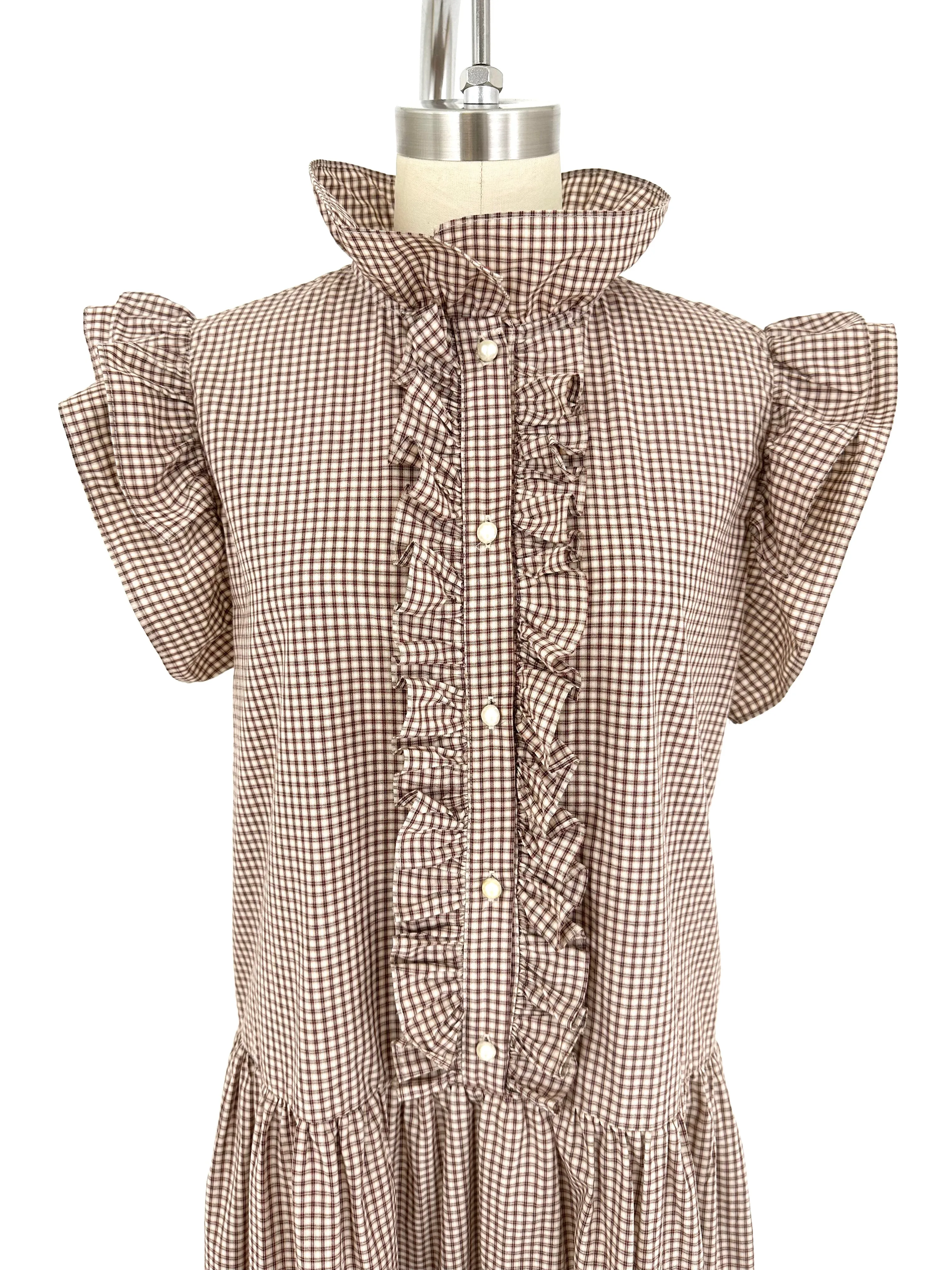 Batsheva Check Ruffle Dress