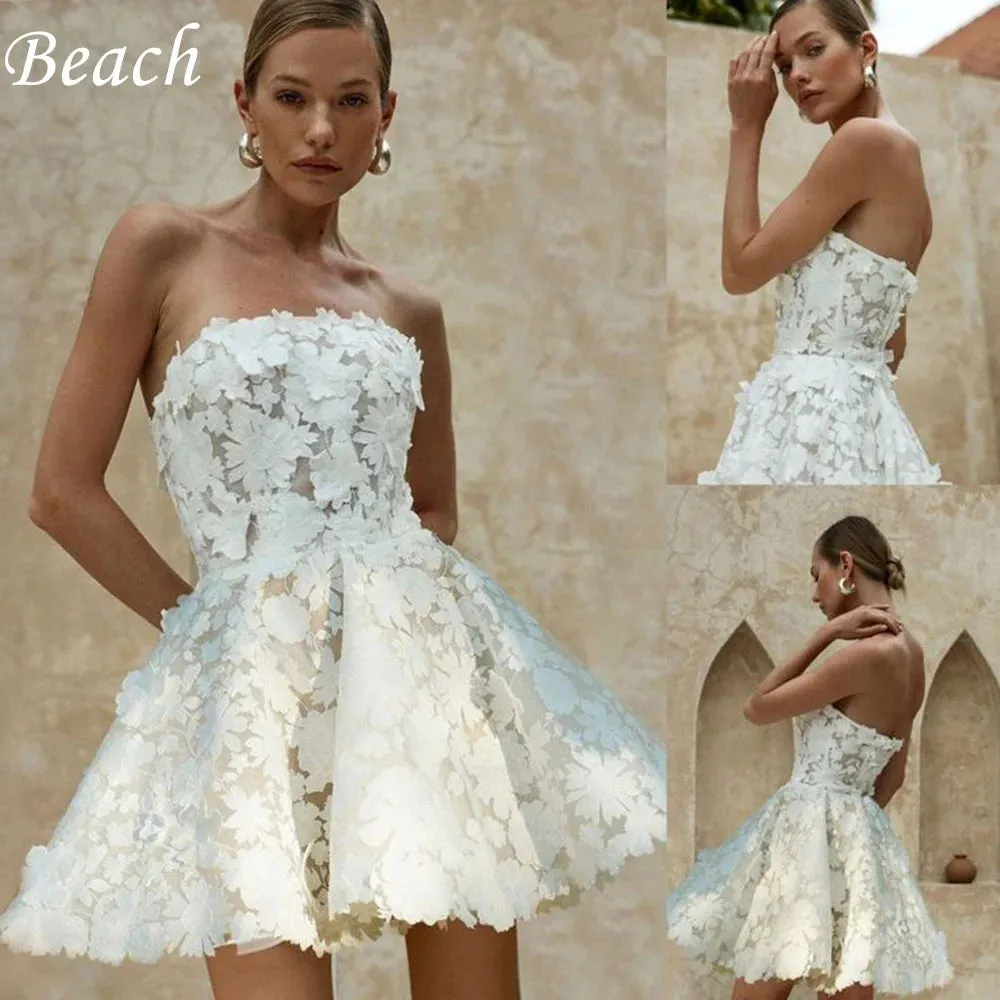 Beach Sleeveless Mini Length Short Wedding Party Dress