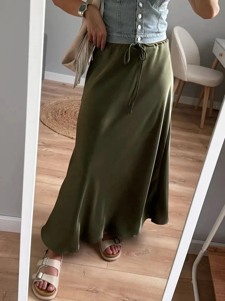 Bela Satin Bias Skirt