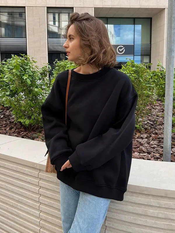 BerryBetty - Feminine Round neck polar fleece casual fashiononable loose sweatshirt