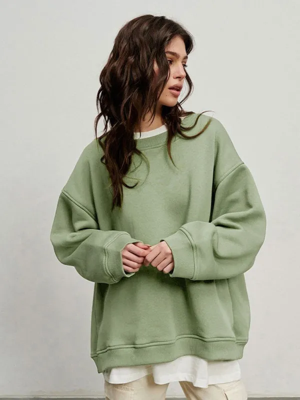 BerryBetty - Feminine Round neck polar fleece casual fashiononable loose sweatshirt