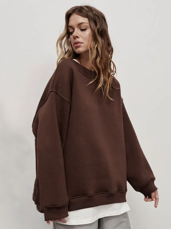 BerryBetty - Feminine Round neck polar fleece casual fashiononable loose sweatshirt