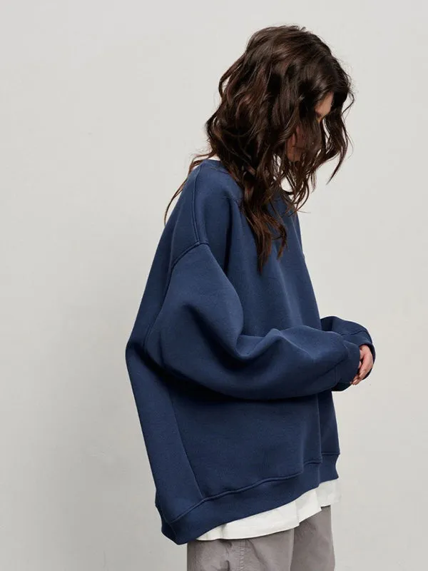 BerryBetty - Feminine Round neck polar fleece casual fashiononable loose sweatshirt
