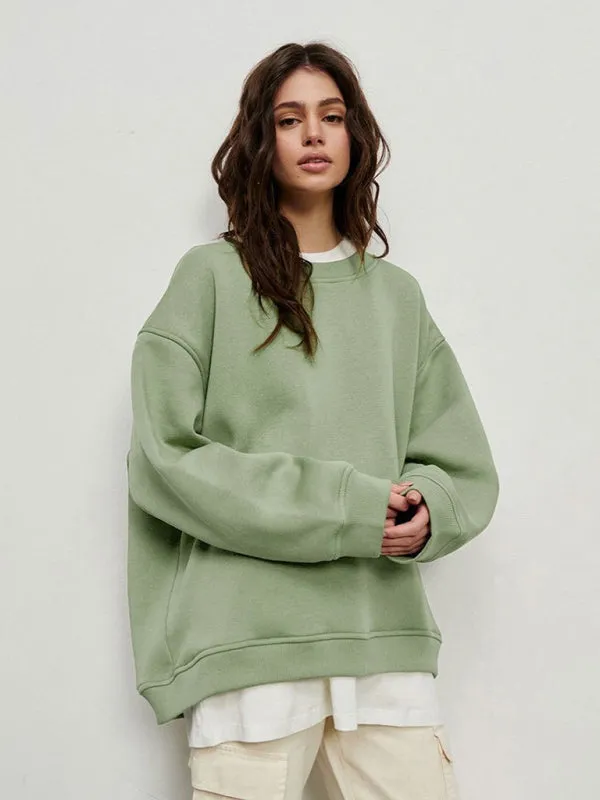BerryBetty - Feminine Round neck polar fleece casual fashiononable loose sweatshirt
