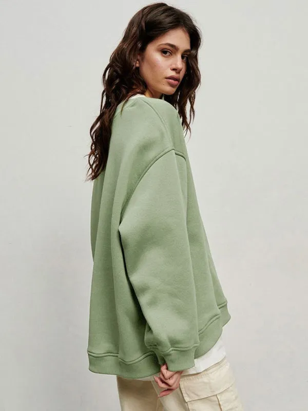 BerryBetty - Feminine Round neck polar fleece casual fashiononable loose sweatshirt