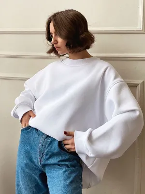 BerryBetty - Feminine Round neck polar fleece casual fashiononable loose sweatshirt