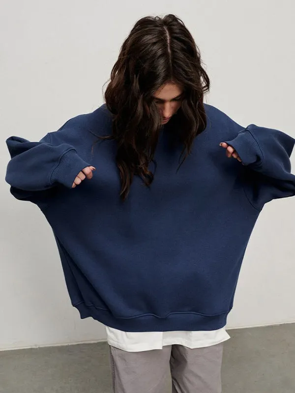 BerryBetty - Feminine Round neck polar fleece casual fashiononable loose sweatshirt