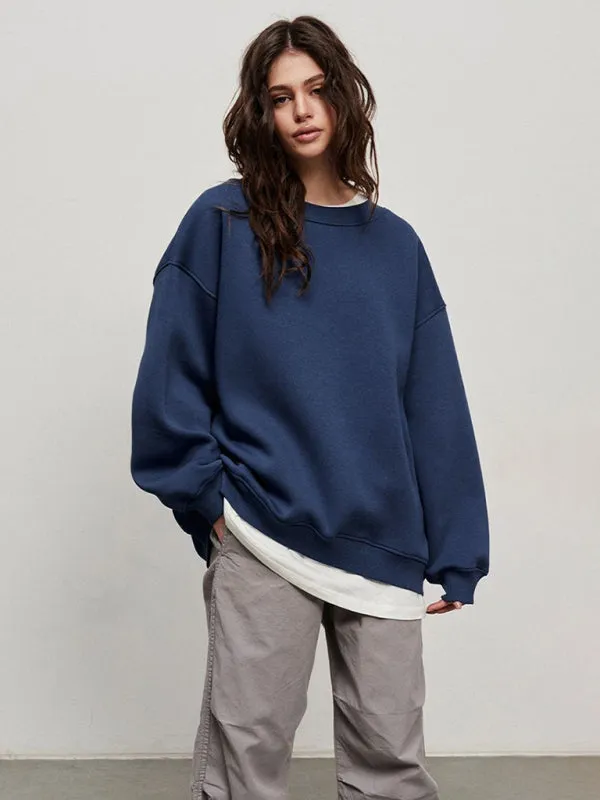 BerryBetty - Feminine Round neck polar fleece casual fashiononable loose sweatshirt