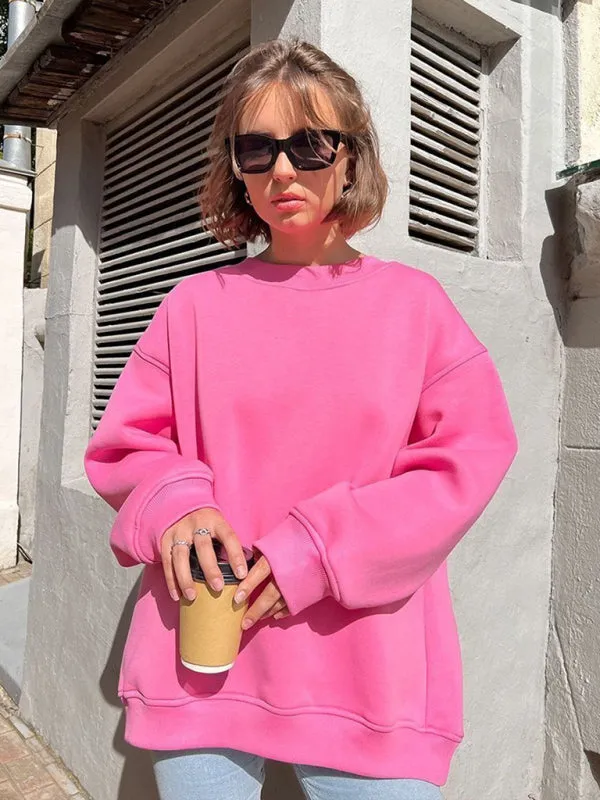 BerryBetty - Feminine Round neck polar fleece casual fashiononable loose sweatshirt