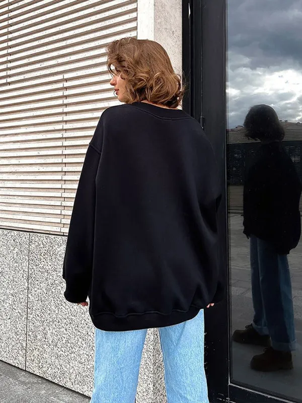 BerryBetty - Feminine Round neck polar fleece casual fashiononable loose sweatshirt
