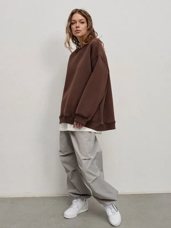 BerryBetty - Feminine Round neck polar fleece casual fashiononable loose sweatshirt
