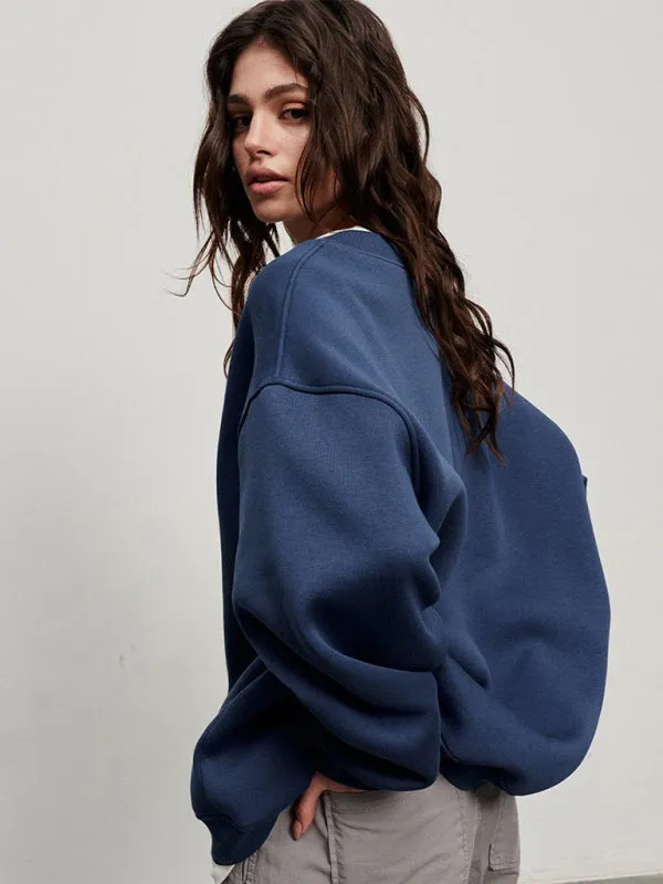 BerryBetty - Feminine Round neck polar fleece casual fashiononable loose sweatshirt