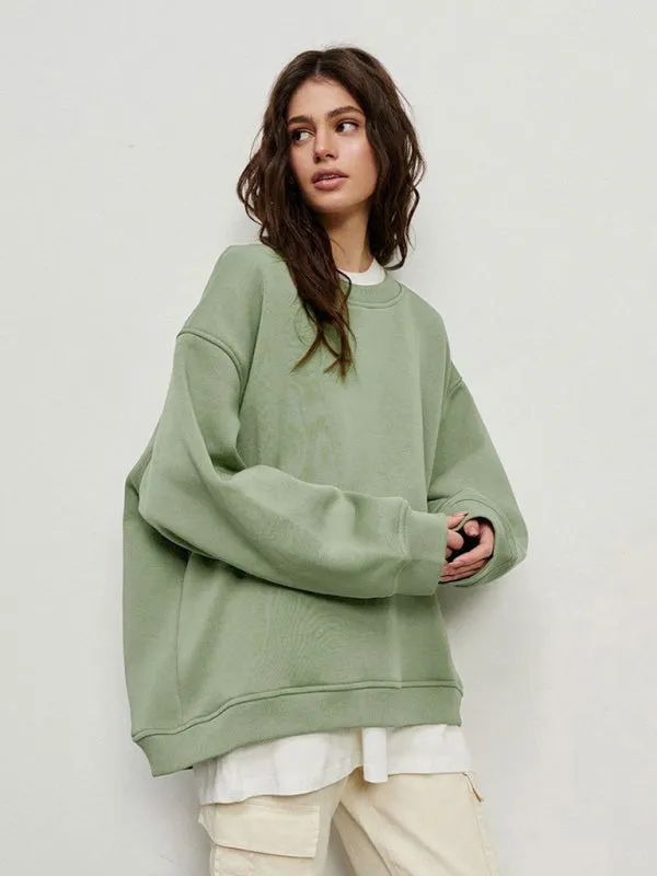 BerryBetty - Feminine Round neck polar fleece casual fashiononable loose sweatshirt