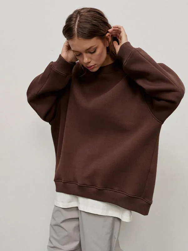 BerryBetty - Feminine Round neck polar fleece casual fashiononable loose sweatshirt