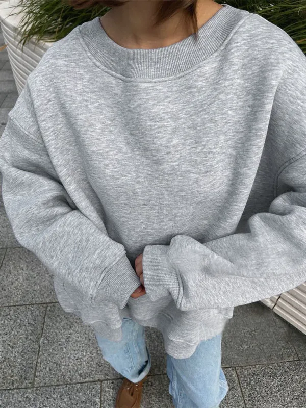 BerryBetty - Feminine Round neck polar fleece casual fashiononable loose sweatshirt