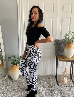 Black And White Zebra Print Jeggings Jeans