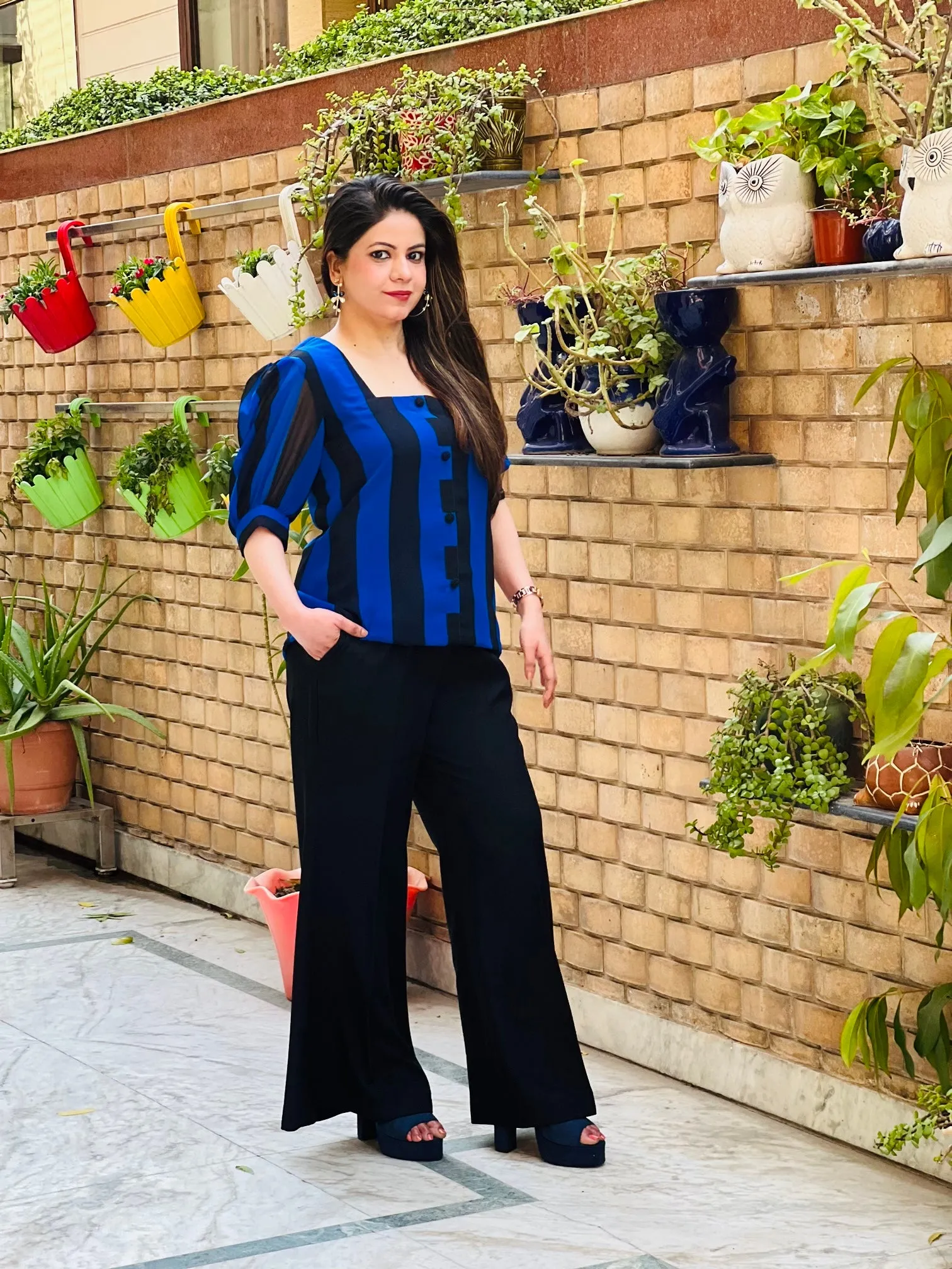 Black Haider Moss Bell Bottoms