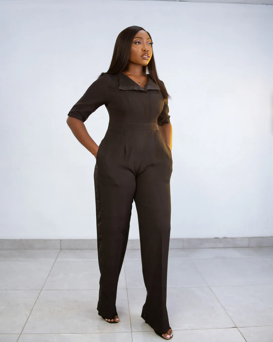 Black Lapel Jumpsuit
