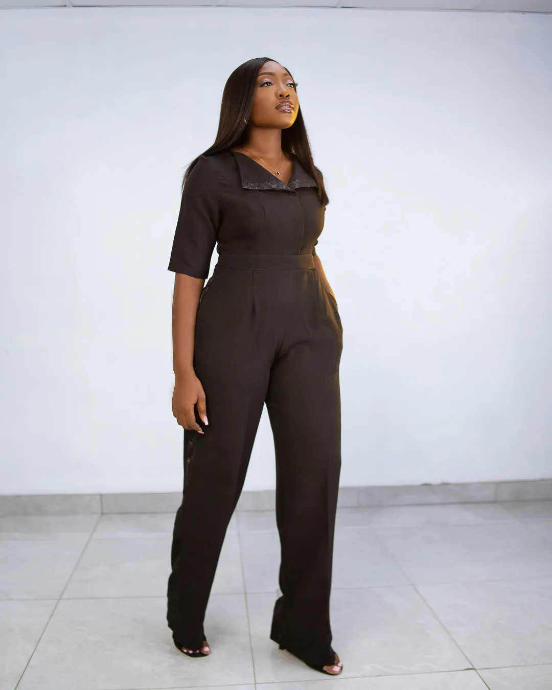 Black Lapel Jumpsuit