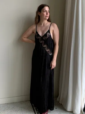 Black satin slip dress