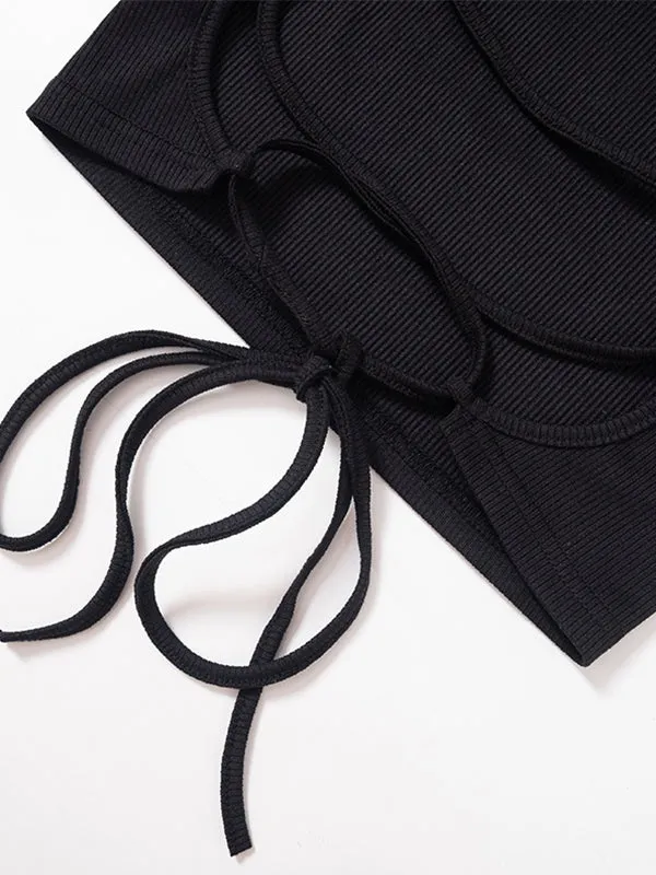 Black sexy tank top with back lacing