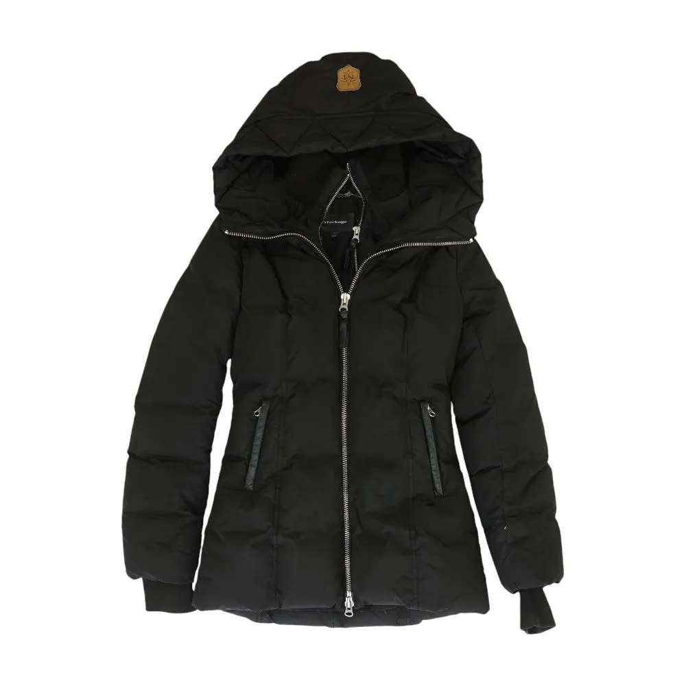 Black Solid Down Puffer Jacket