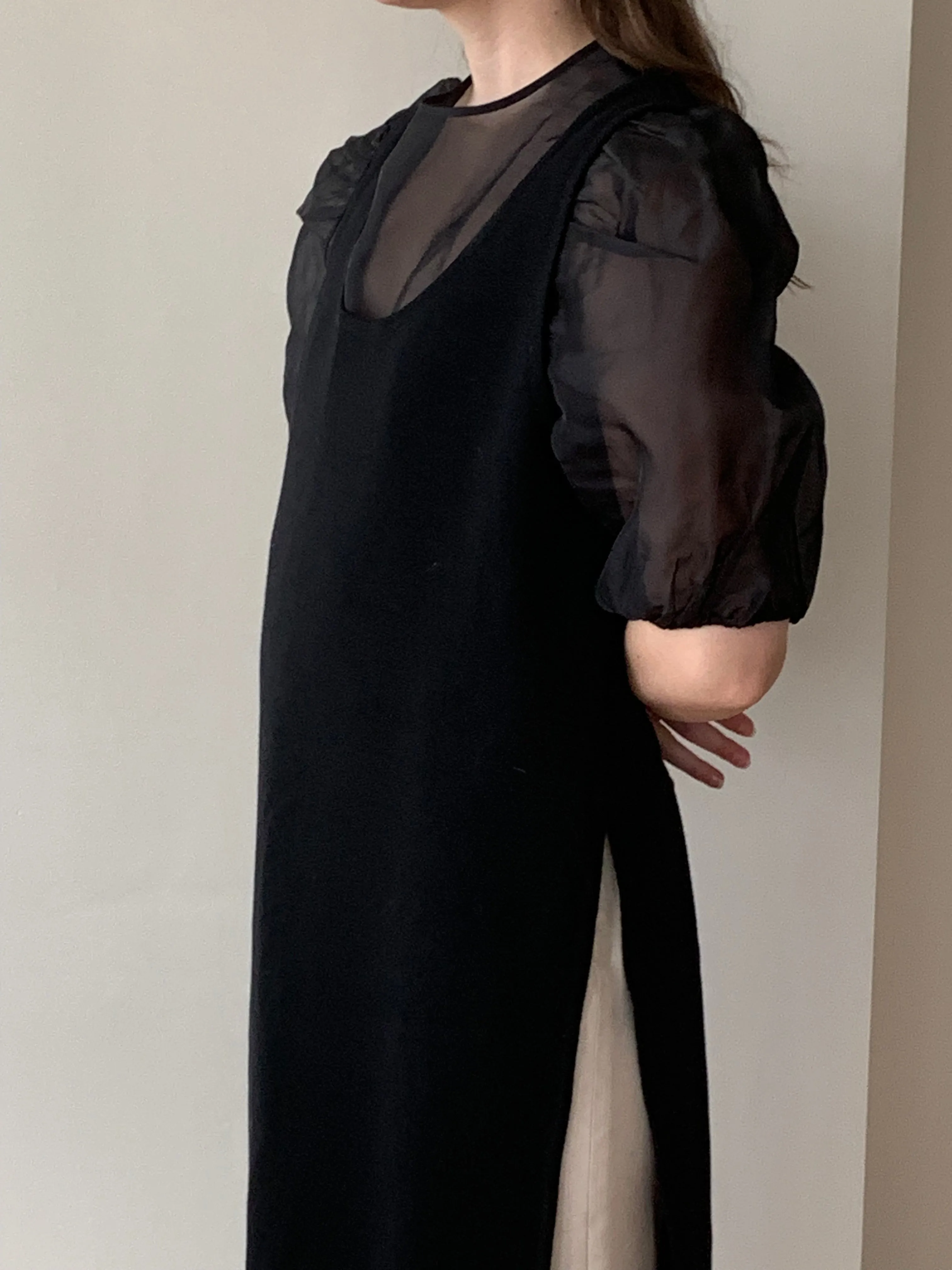 Black wool layering dress