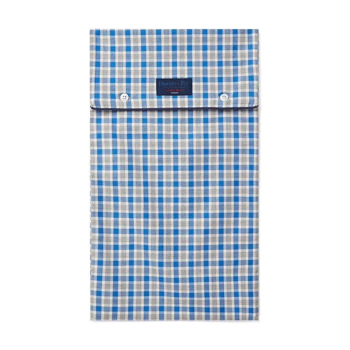 Blue, Grey & White Checked Brushed Cotton Pyjama Bottoms
