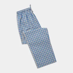 Blue, Grey & White Checked Brushed Cotton Pyjama Bottoms