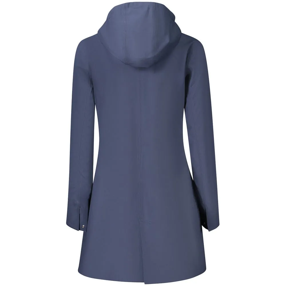 Blue Polyester Women Coat