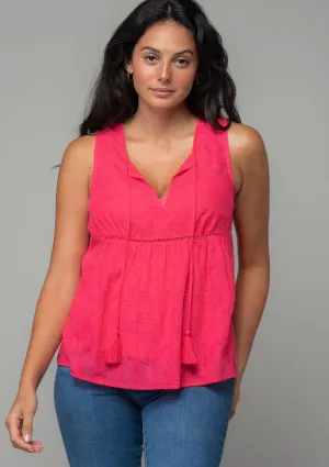 Bohemian Embroidered Sheer Tank Top