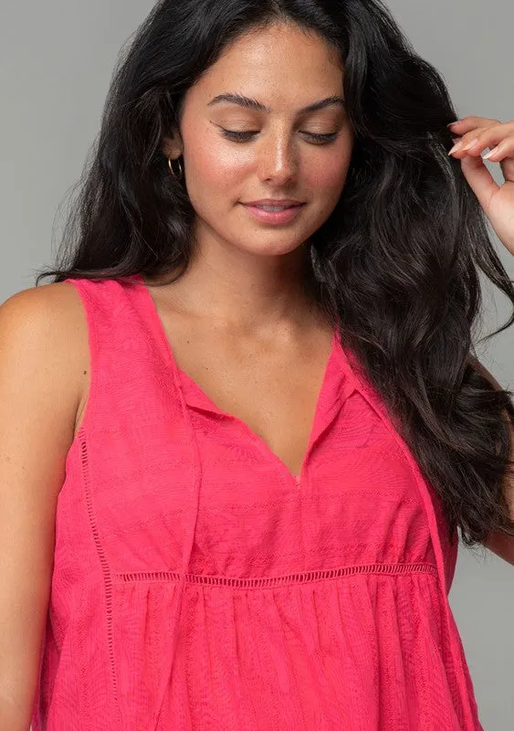 Bohemian Embroidered Sheer Tank Top