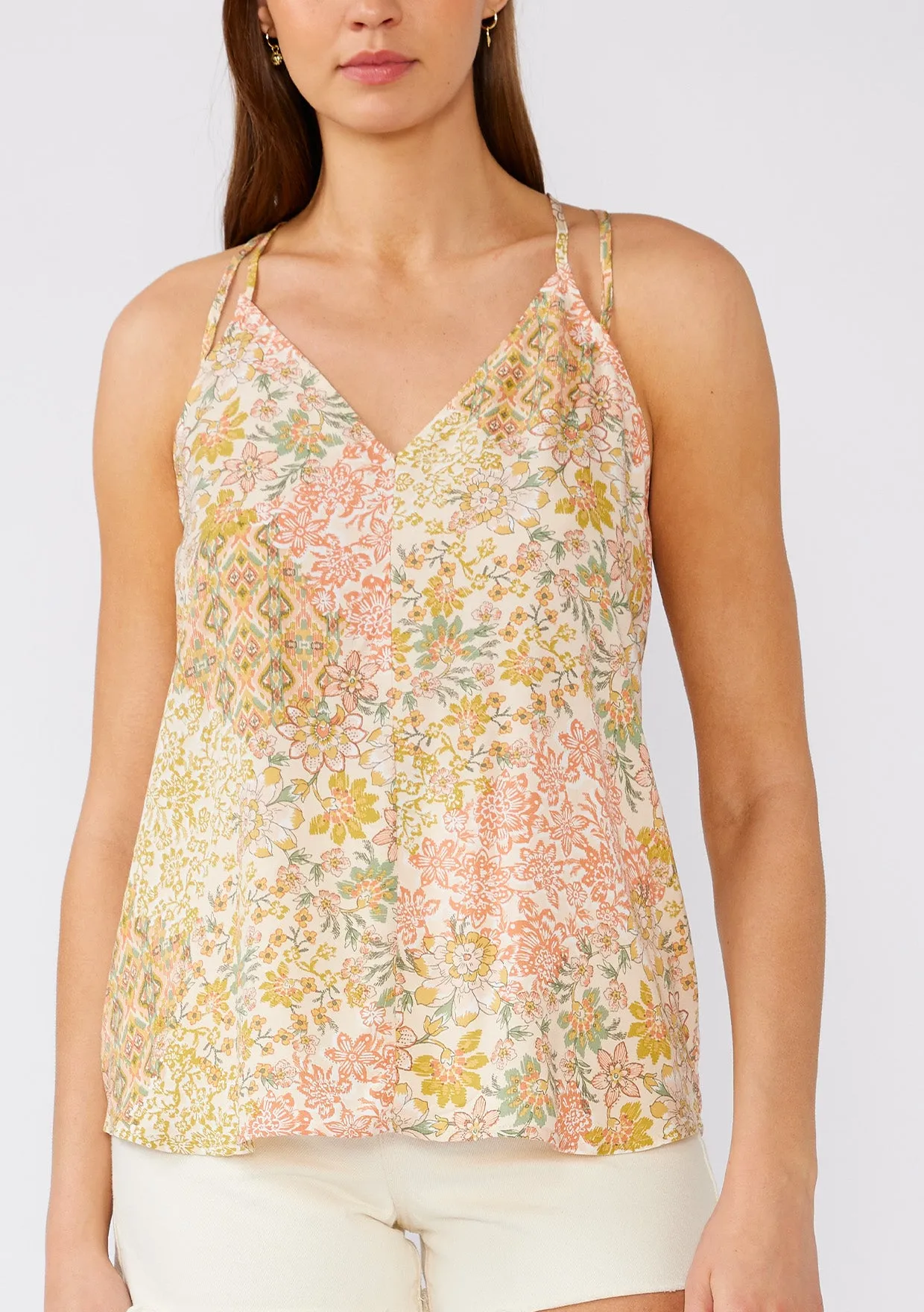 Bohemian Floral V Neck Racerback Tank Top