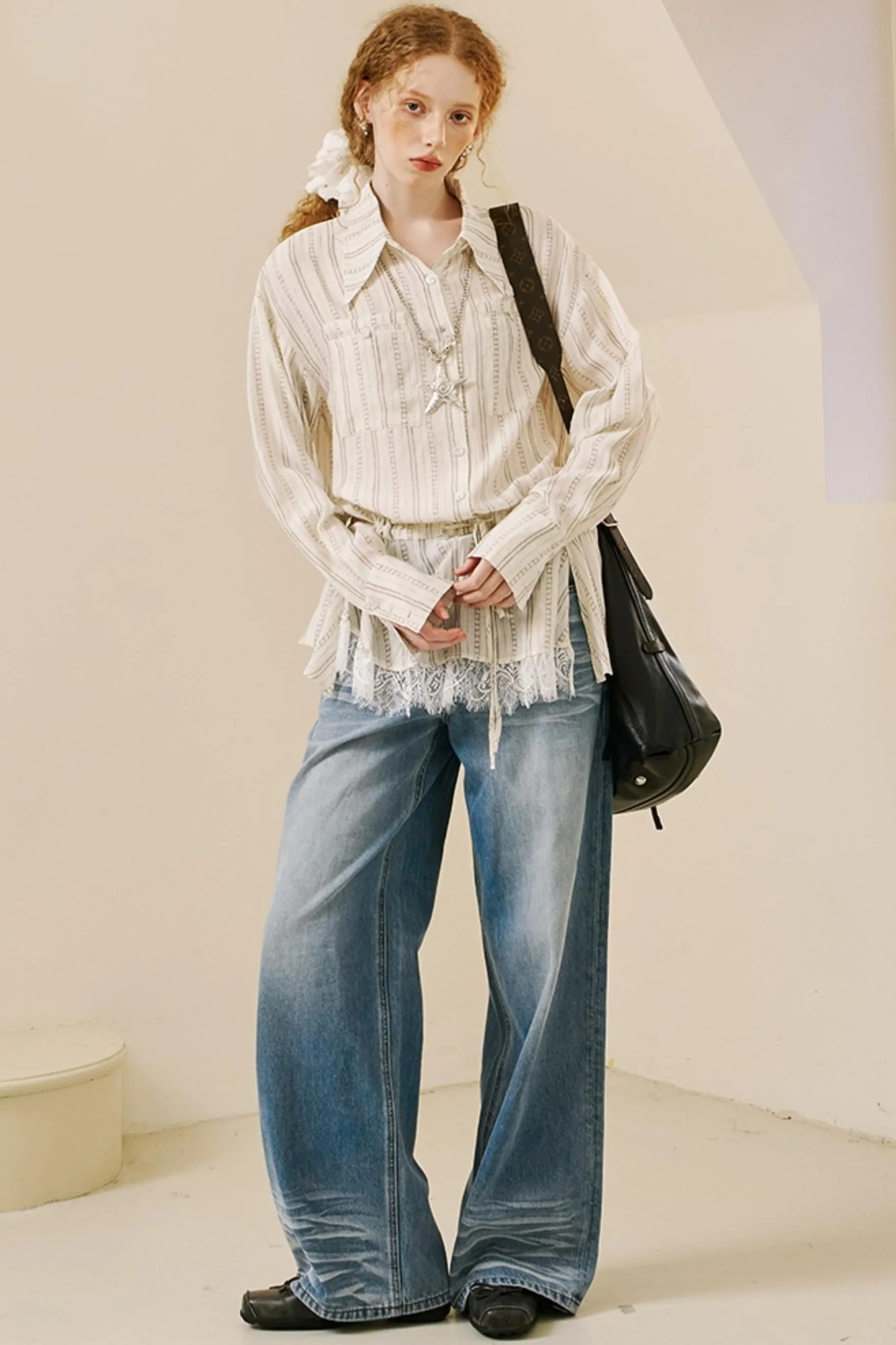 Bohemian Lace Drawstring Shirt