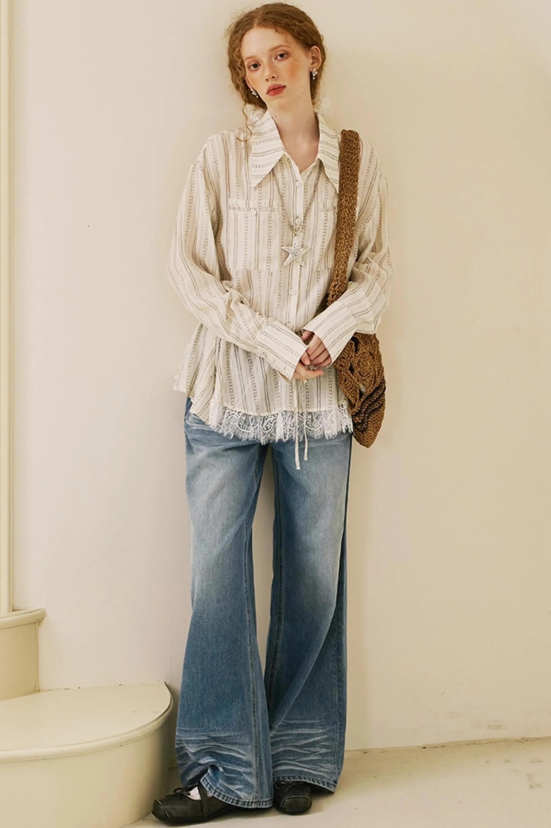 Bohemian Lace Drawstring Shirt