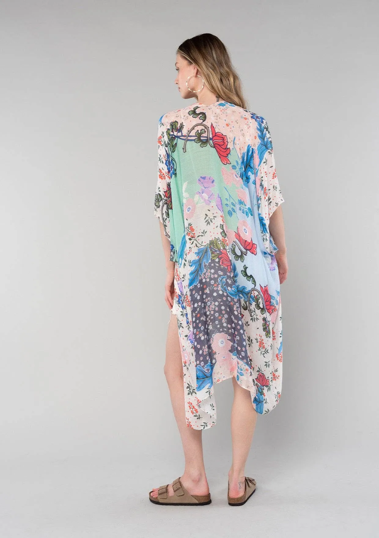 Bohemian Multi Floral Open Front Kimono