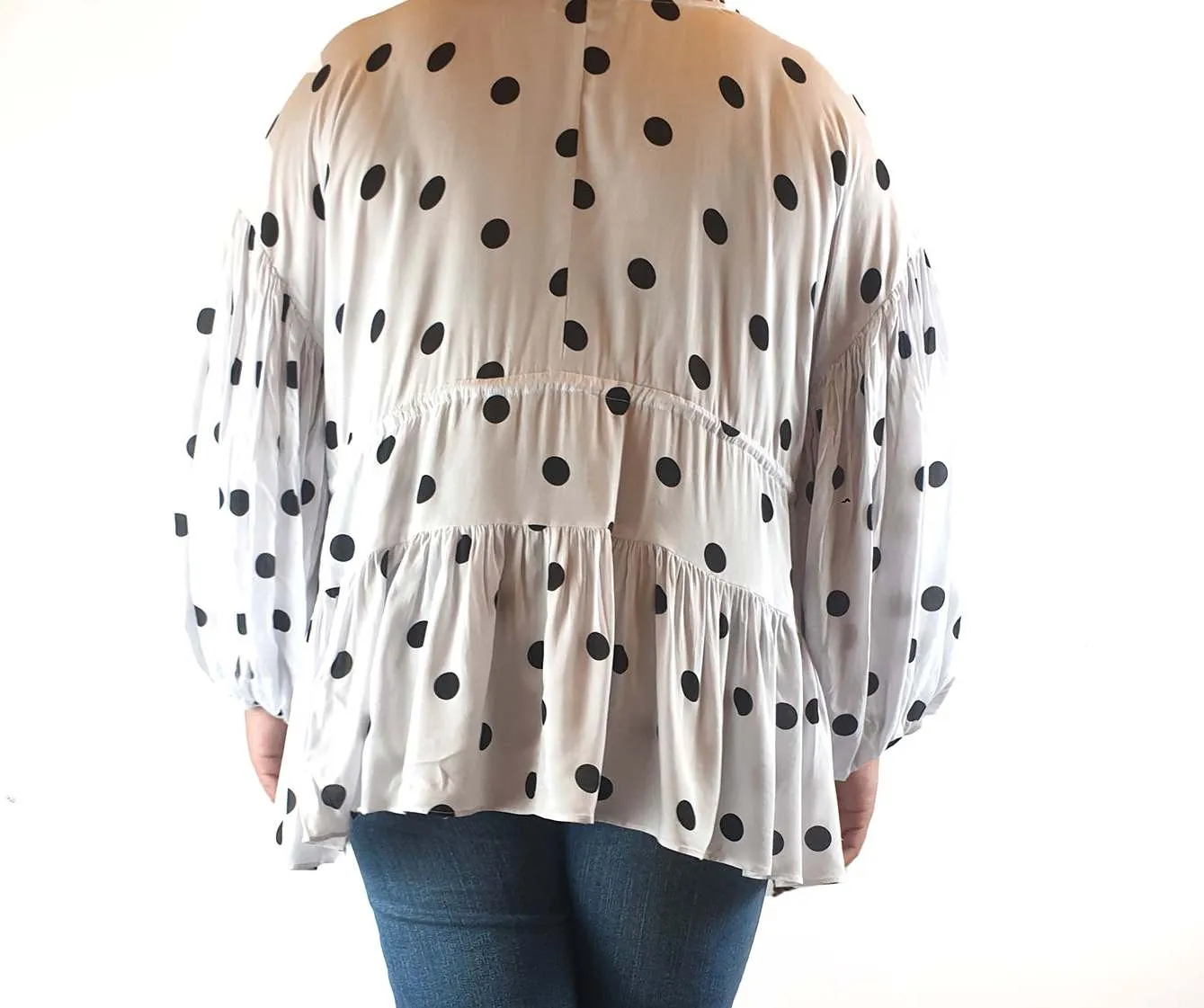 Bohemian Traders white white with black polka dots size L (best fits 16)
