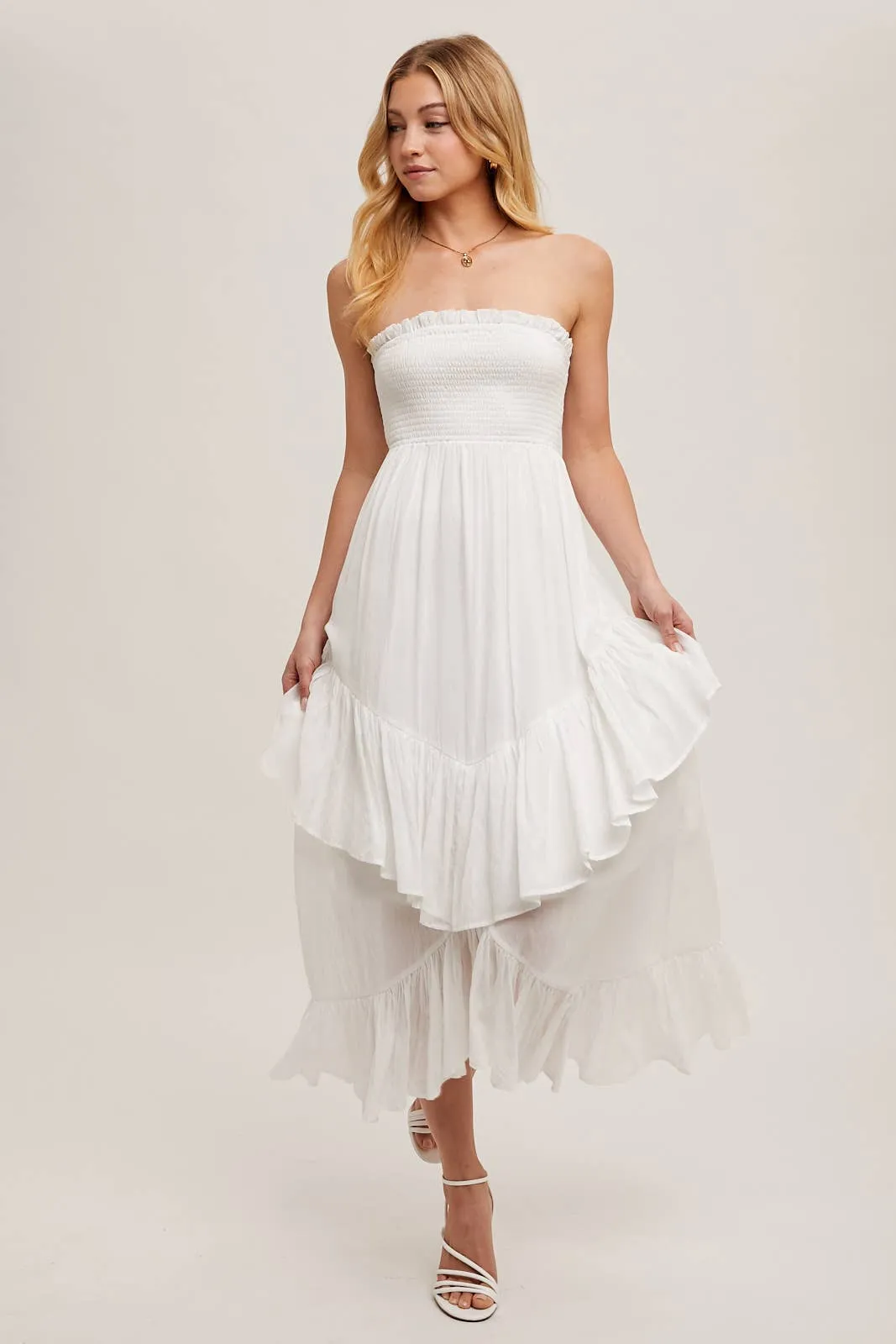 Boho Babe Strapless Smocked Dress