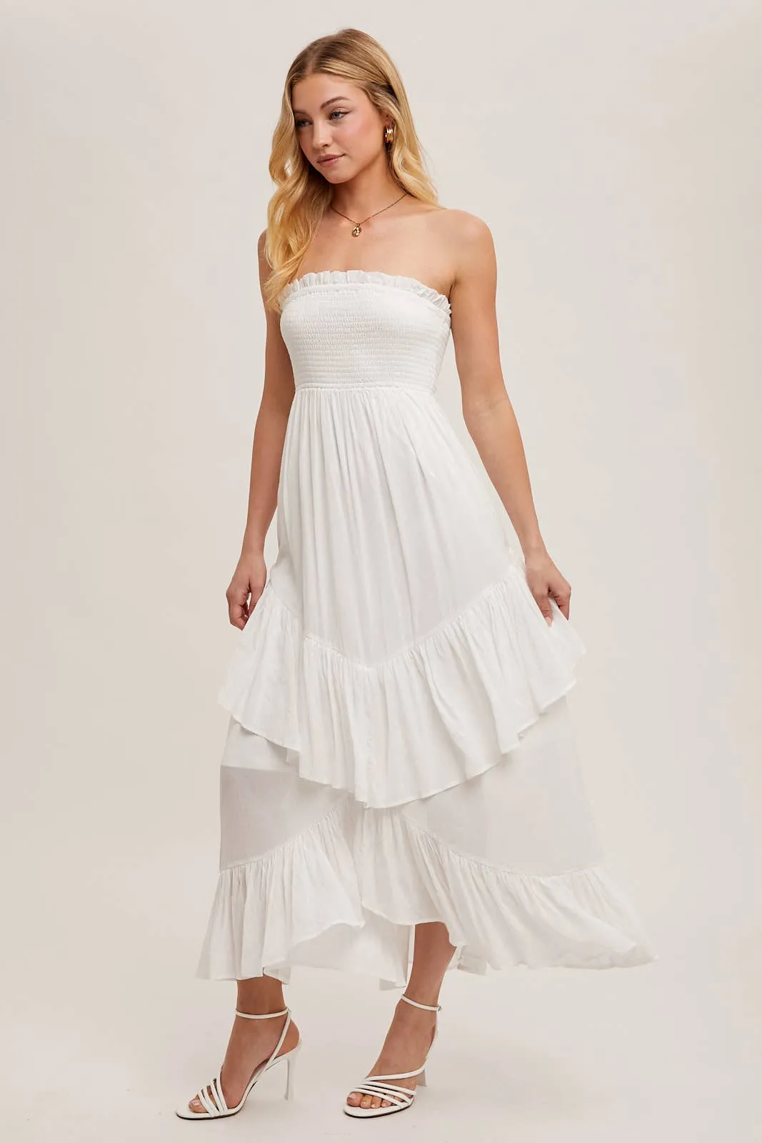 Boho Babe Strapless Smocked Dress