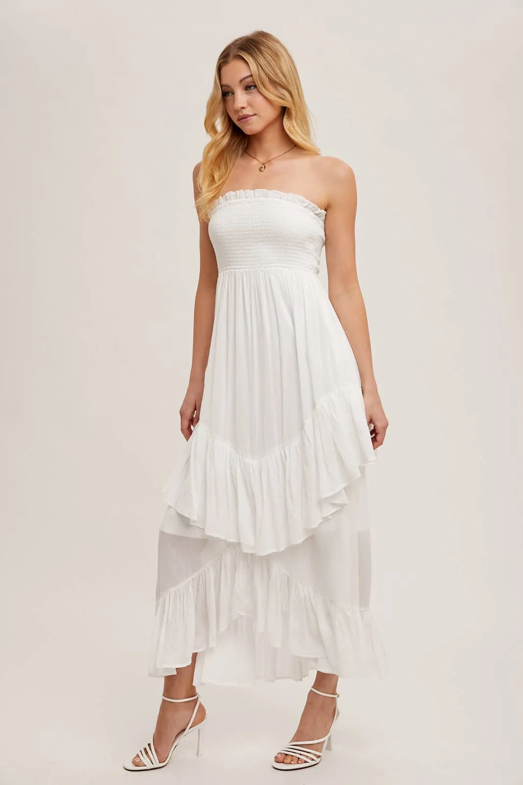 Boho Babe Strapless Smocked Dress