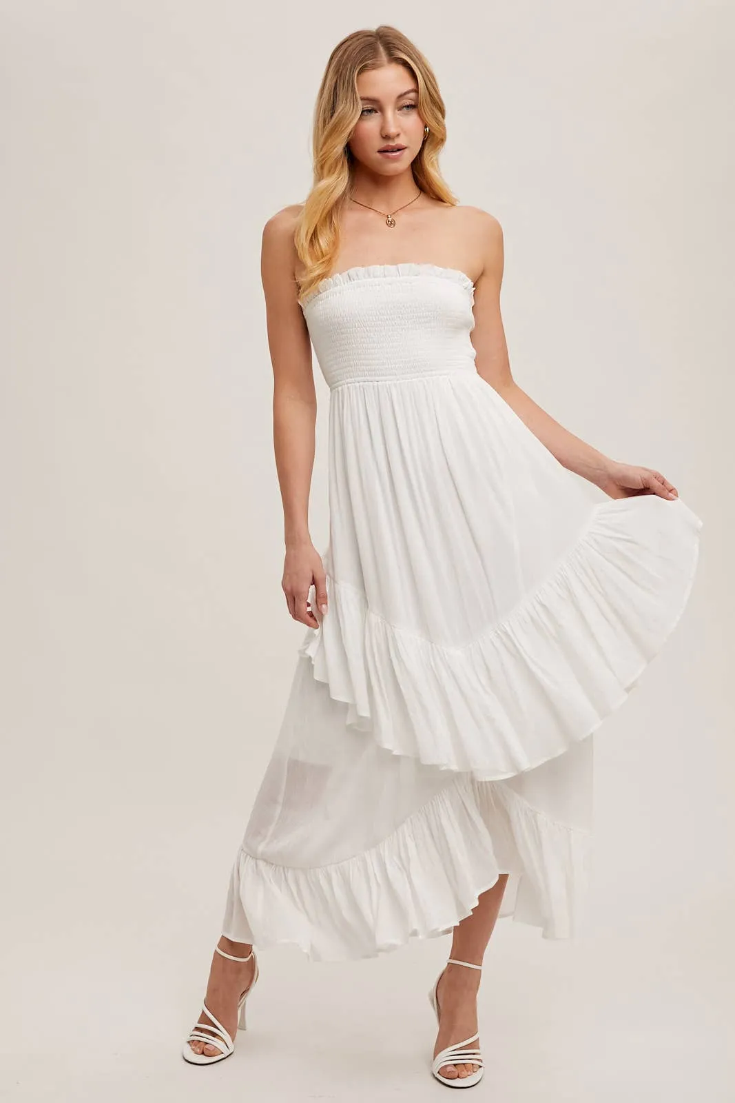 Boho Babe Strapless Smocked Dress