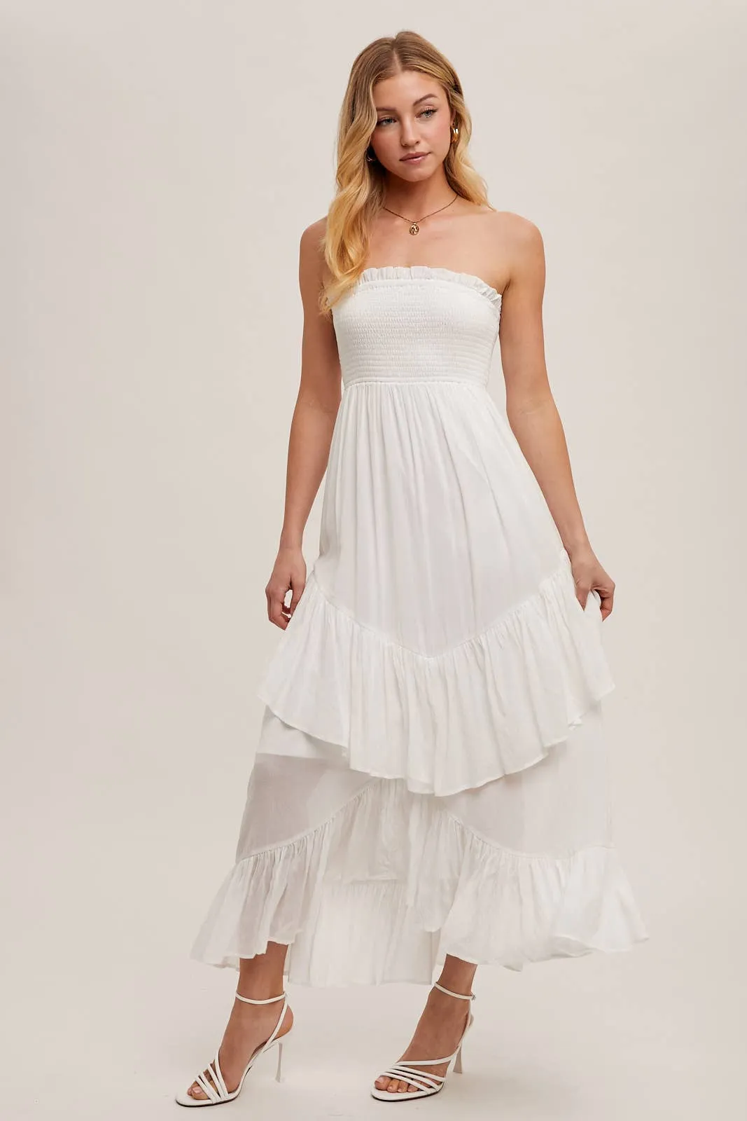 Boho Babe Strapless Smocked Dress