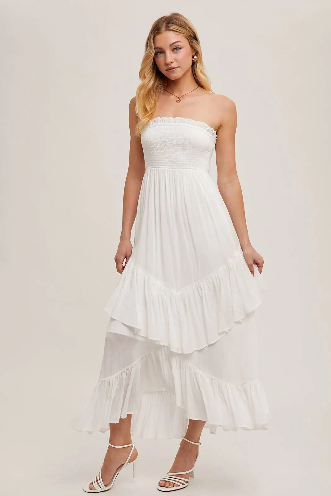 Boho Babe Strapless Smocked Dress