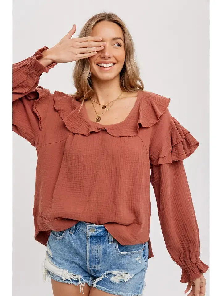Boho Cotton Ruffled Top