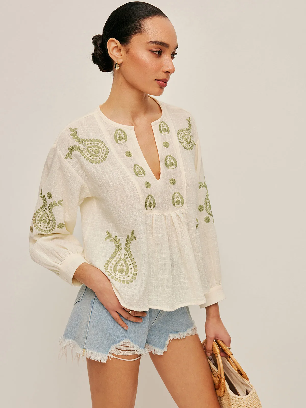 Boho Embroidered Blouse